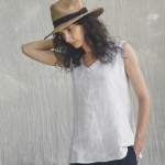 Lniana bluzka bez rękawa biała