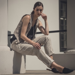 Lniane spodnie z kieszeniami len naturalny 