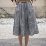 Spódnica lniana melanż grafitowy