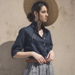 Spódnica lniana melanż grafitowy