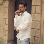 Koszula lniana męska biała