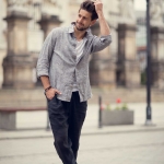 Koszula lniana męska melanż