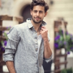 Koszula lniana męska melanż