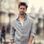 Koszula lniana męska melanż