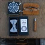 Muszka lniana w krateczkę niebiesko białą