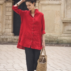 Tunika lniana czerwień 