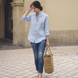 Tunika/koszula lniana niebieska 