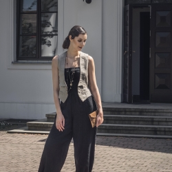 Lniany kombinezon czarny 