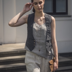 Lniany top szałwiowa zieleń 