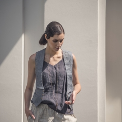 Lniany top grafitowy 