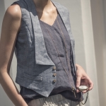 Lniany top grafitowy