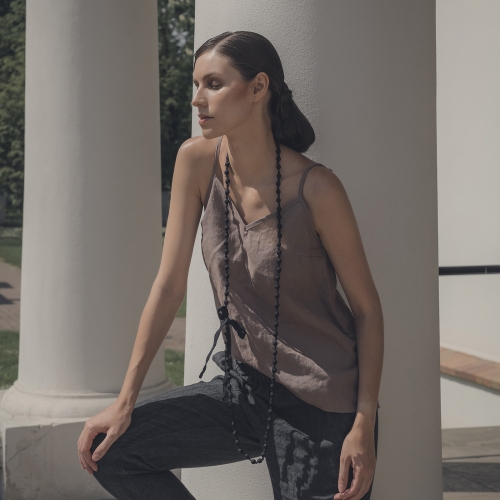 Lniany top mleczna czekolada