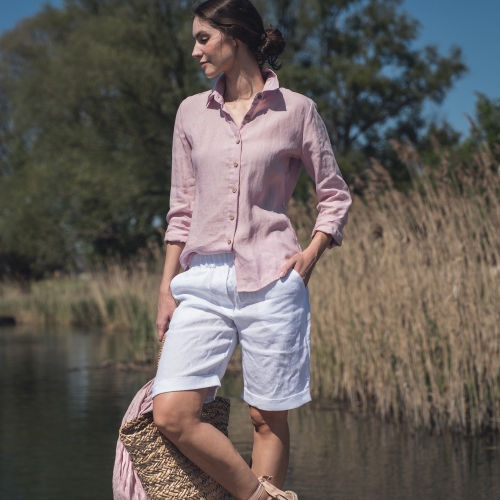 Lniana koszula kwiat lotosu