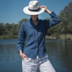 Lniana koszula niebieska laguna