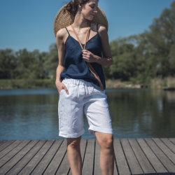 Lniany top granatowy 