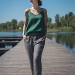 Lniany top szmaragdowy