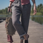 Lniane spodnie sól pieprz