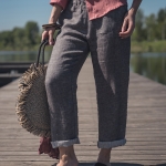 Lniane spodnie sól pieprz