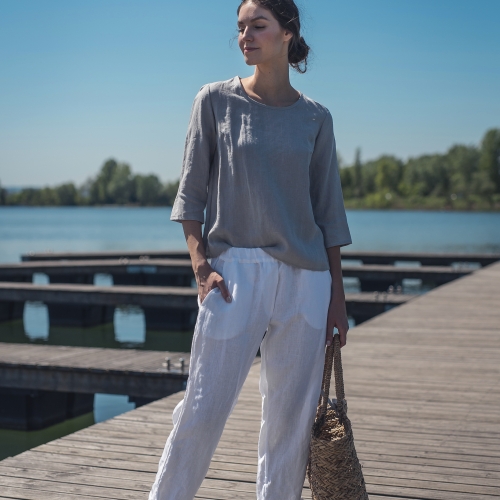 Lniane spodnie białe