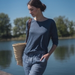 Lniane spodenki niebieskie