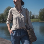 Lniane spodenki niebieskie