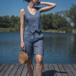 Lniane spodenki niebieskie