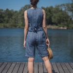 Lniane spodenki niebieskie