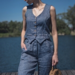 Lniane spodenki niebieskie