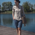 Lniane spodenki niebieskie