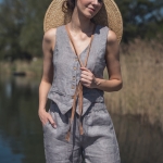 Lniane spodenki jasny popiel