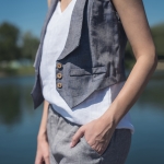 Lniane spodenki jasny popiel