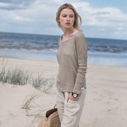 Lniana bluzka dzianinowa naturalna 