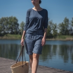 Lniana bluzka dzianinowa niebieska