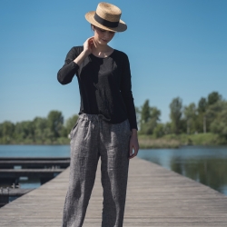 Lniana bluzka dzianinowa czarna 