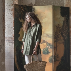 Tunika lniana oliwny sad 