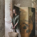 Tunika lniana oliwny sad