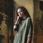 Tunika lniana oliwny sad