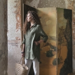 Tunika lniana oliwny sad