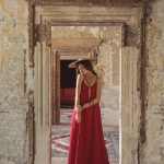 Lniana sukienka bukiet róż