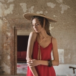 Lniana sukienka bukiet róż