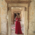 Lniana sukienka bukiet róż