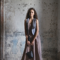 Lniana sukienka poranne cappuccino 