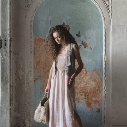 Sukienka lniana różowa poświata 