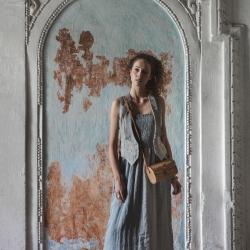 Sukienka lniana szałwiowa poświata 